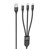 Дата кабель Hoco U104 Ultra 3in1 USB to Lightning/Type-C/MicroUSB 66W (1.2m) Чорний