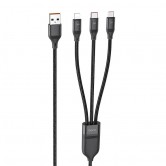 Нейлоновый кабель Hoco U104 Ultra 3-в-1 USB-A - Lightning / Type-C / Micro USB, 1.2 м, черный Нейлоновый кабель Hoco U104 Ultra 3-в-1 USB-A - Lightning / Type-C / Micro USB, 1.2 м, черный