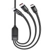Дата кабель Hoco U104 Ultra 3in1 USB to Lightning/Type-C/MicroUSB 66W (1.2m) Чорний