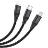 Дата кабель Hoco U104 Ultra 3in1 USB to Lightning/Type-C/MicroUSB 66W (1.2m) Чорний