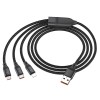 Дата кабель Hoco U104 Ultra 3in1 USB to Lightning/Type-C/MicroUSB 66W (1.2m) Чорний