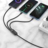 Дата кабель Hoco U104 Ultra 3in1 USB to Lightning/Type-C/MicroUSB 66W (1.2m) Чорний