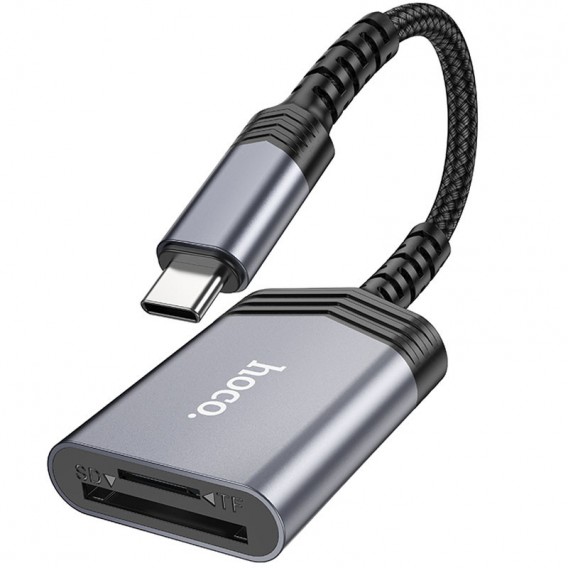 Картридер Hoco UA25 2in1 Type-C Metal gray