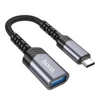Адаптер Hoco UA24 USB-C - USB-A 3.0, OTG, 15 cm, сірий