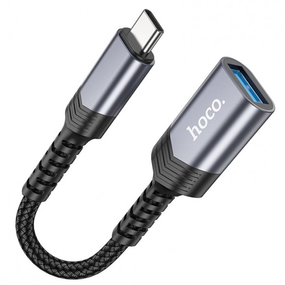 Перехідник Hoco UA24 Type-C male to USB female 3.0 Metal gray