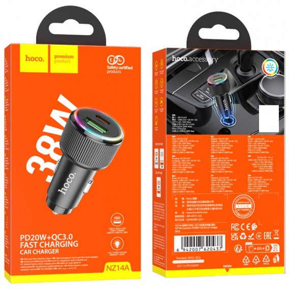 АЗП Hoco NZ14A Guerrero PD20W+QC3.0 (1C1A) Black