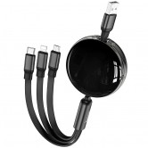 Выдвижной кабель Hoco X78 3-в-1 USB-A - Lightning / Micro-USB / USB-C, 1 m, 2 A, черный Выдвижной кабель Hoco X78 3-в-1 USB-A - Lightning / Micro-USB / USB-C, 1 m, 2 A, черный