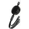 Дата кабель Hoco X78 Easy pull storage 3in1 (1m) Black