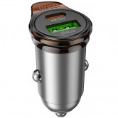 Автомобільний зарядний пристрій Hoco NZ16A Rigorous 43 W, USB-C + USB-A, сірий металік