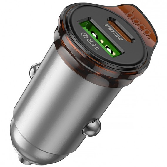 АЗП Hoco NZ16A Rigorous 43W (1USB-A/1C) Metal grey