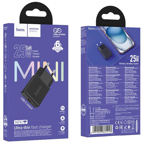 МЗП Hoco N74 Speed ultra-thin PD25W (1USB-C) Black МЗП Hoco N74 Speed ultra-thin PD25W (1USB-C) Black
