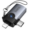 Перехідник Hoco UA46D OTG 2in1 Lightning male/Type-C male to USB female Metal gray