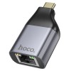 Перехідник Hoco UA35 Type-C to RJ45 100 Mbs Metal grey