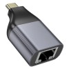 Перехідник Hoco UA35 Type-C to RJ45 100 Mbs Metal grey