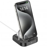 Настільний зарядний пристрій Hoco CQ16B Astute 2-в-1, USB-C 45 W + Qi 5 W, чорний Настільний зарядний пристрій Hoco CQ16B Astute 2-в-1, USB-C 45 W + Qi 5 W, чорний