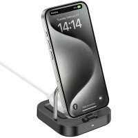 Настільний зарядний пристрій Hoco CQ16B Astute 2-в-1, USB-C 45 W + Qi 5 W, чорний Настільний зарядний пристрій Hoco CQ16B Astute 2-в-1, USB-C 45 W + Qi 5 W, чорний