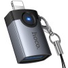 Перехідник Hoco UA46 Lightning Male to USB Female USB2.0 Metal gray