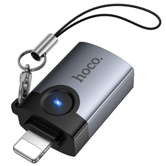 Перехідник Hoco UA46 Lightning Male to USB Female USB2.0 Metal gray