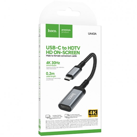 Перехідник Hoco UA43A Type-C to HDTV (0.2m) Metal gray Перехідник Hoco UA43A Type-C to HDTV (0.2m) Metal gray