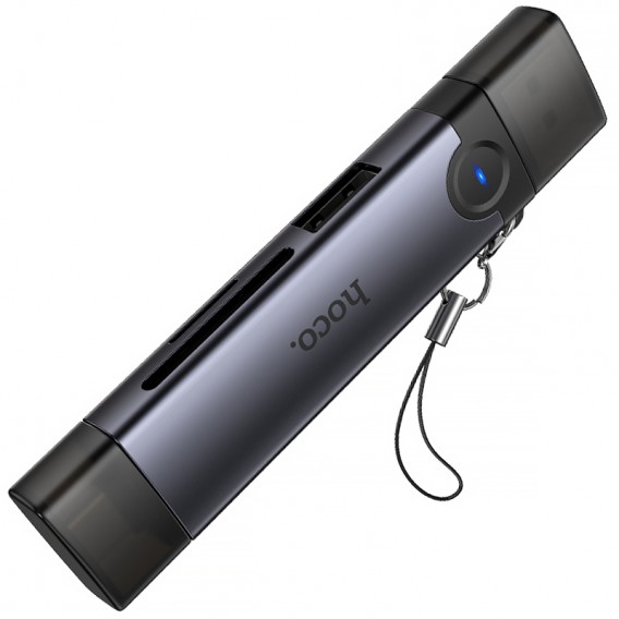 Картридер Hoco HB56 Victory 5in1 Type-C/USB2.0 to SD/TF3.0 + USB 2.0 Metal gray Картридер Hoco HB56 Victory 5in1 Type-C/USB2.0 to SD/TF3.0 + USB 2.0 Metal gray