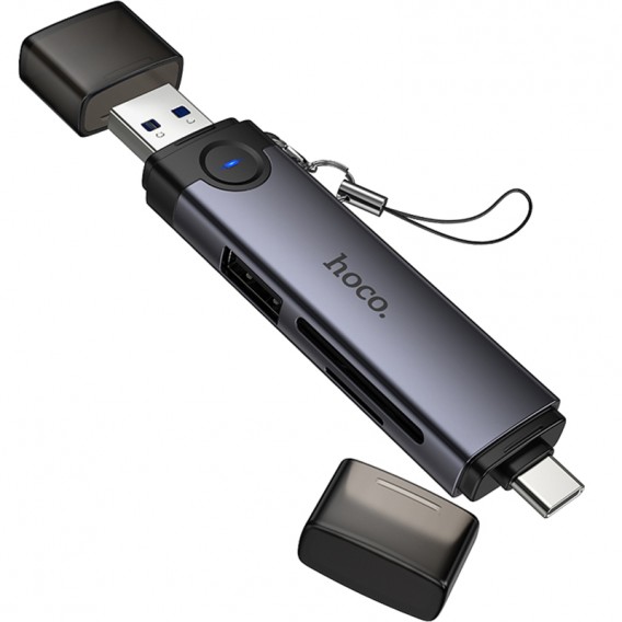 Картридер Hoco HB56 Victory 5in1 Type-C/USB2.0 to SD/TF3.0 + USB 2.0 Metal gray Картридер Hoco HB56 Victory 5in1 Type-C/USB2.0 to SD/TF3.0 + USB 2.0 Metal gray