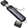 Картридер Hoco HB56A Victory 5in1 Lightning/USB2.0 to SD/TF3.0 + USB 2.0 Metal gray