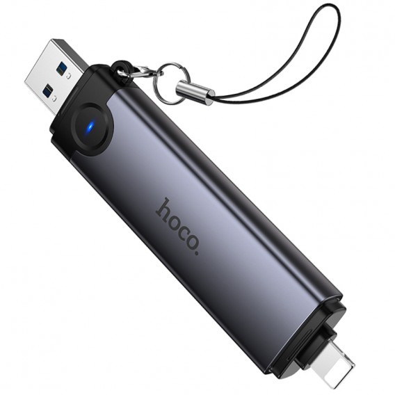Картридер Hoco HB56A Victory 5in1 Lightning/USB2.0 to SD/TF3.0 + USB 2.0 Metal gray Картридер Hoco HB56A Victory 5in1 Lightning/USB2.0 to SD/TF3.0 + USB 2.0 Metal gray