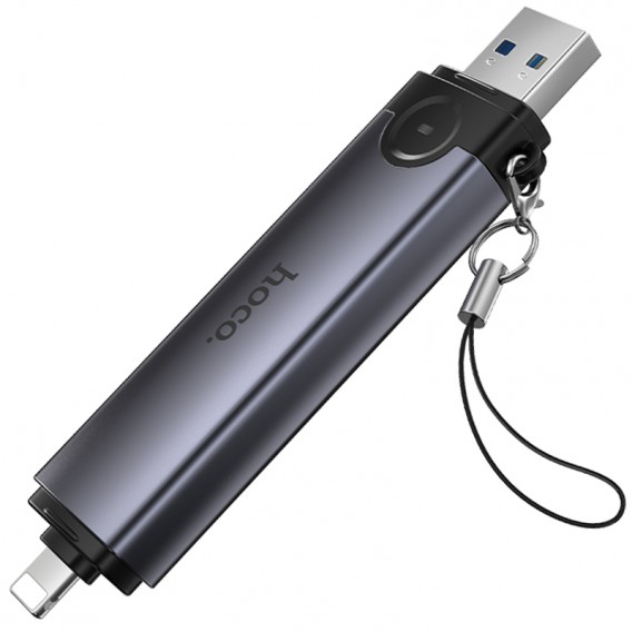 Картридер Hoco HB56A Victory 5in1 Lightning/USB2.0 to SD/TF3.0 + USB 2.0 Metal gray Картридер Hoco HB56A Victory 5in1 Lightning/USB2.0 to SD/TF3.0 + USB 2.0 Metal gray