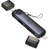 Картридер Hoco HB56B Victory 5in1 Type-C/Lightning to SD/TF3.0 + USB 2.0 Metal gray