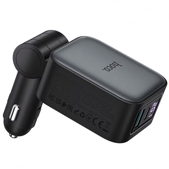 АЗП Hoco Z67A Triunfar PD45W+QC3.0 total 60W with retractable cables (1USB-A/2C/1L) Metal gray