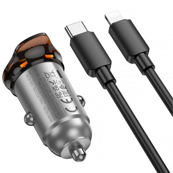 АЗП Hoco NZ16B Rigorous PD45W (2USB-C) + кабель Type-C to Lightning Metal grey