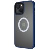 TPU+PC чохол Metal Buttons with Magnetic Fit для Apple iPhone 13 / 14 (6.1") Синій / Navy Blue