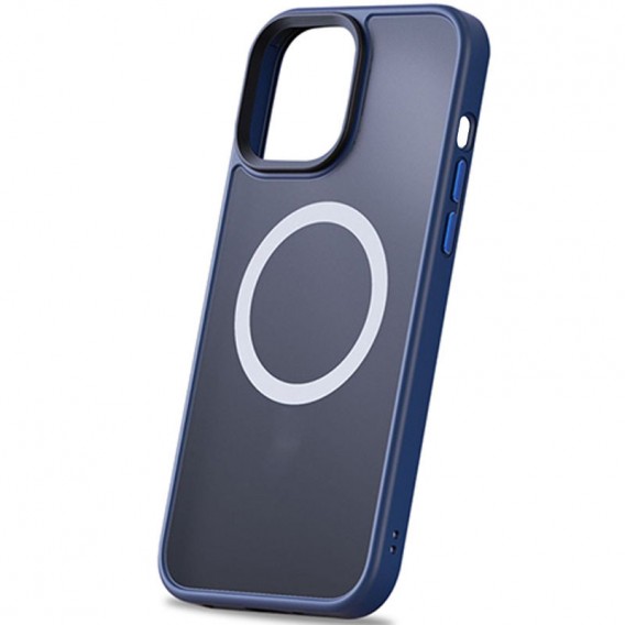 TPU+PC чохол Metal Buttons with Magnetic Fit для Apple iPhone 13 / 14 (6.1") Синій / Navy Blue - зображення 3 