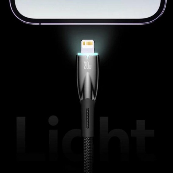 Дата кабель Baseus Glimmer Series Fast Charging Data Cable Type-C to Lightning 20W 1m (CADH000001) Black - зображення 4 Дата кабель Baseus Glimmer Series Fast Charging Data Cable Type-C to Lightning 20W 1m (CADH000001) Black - зображення 4