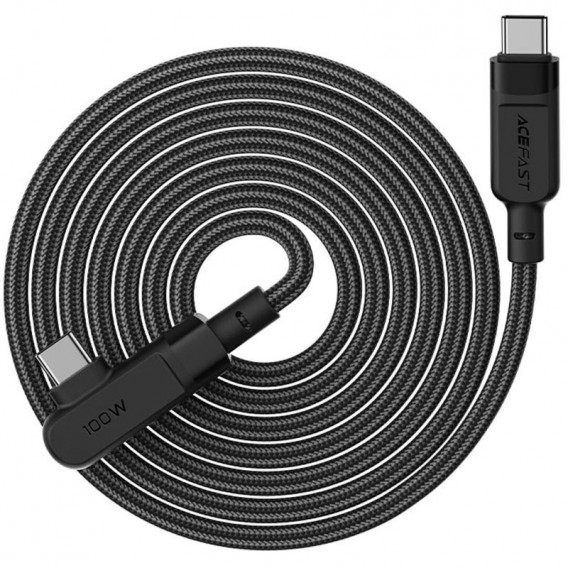 Дата кабель Acefast C5-03 USB-C to USB-C 100W right angled aluminum alloy (2m) Black - зображення 2 Дата кабель Acefast C5-03 USB-C to USB-C 100W right angled aluminum alloy (2m) Black - зображення 2