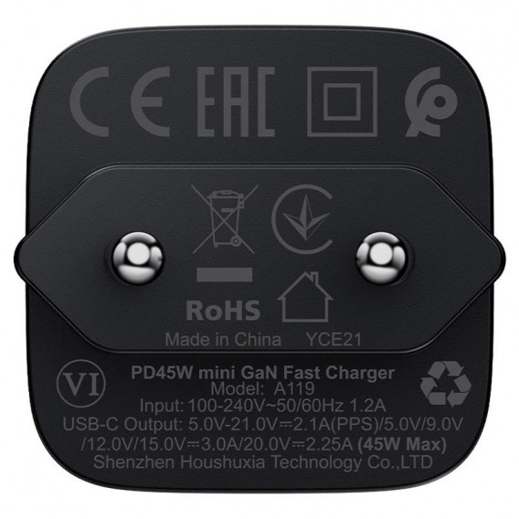 МЗП Acefast A119 PD45W GaN (1USB-C) Black - зображення 3 МЗП Acefast A119 PD45W GaN (1USB-C) Black - зображення 3