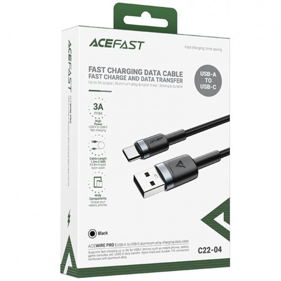 Дата кабель Acefast C22-04 USB to Type-C 60W (1.2m) Black - зображення 1 Дата кабель Acefast C22-04 USB to Type-C 60W (1.2m) Black - зображення 1