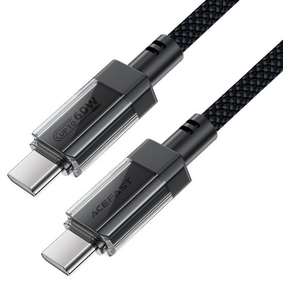 Дата кабель Acefast C12-03 Type-C to Type-C 60W (1.2m) Black - зображення 1 Дата кабель Acefast C12-03 Type-C to Type-C 60W (1.2m) Black - зображення 1
