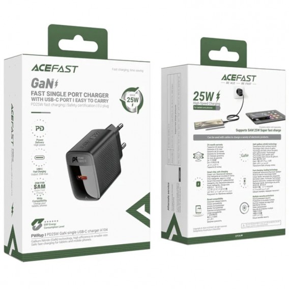 МЗП Acefast A104 GaN PD25W (1USB-C) Black - зображення 3 МЗП Acefast A104 GaN PD25W (1USB-C) Black - зображення 3