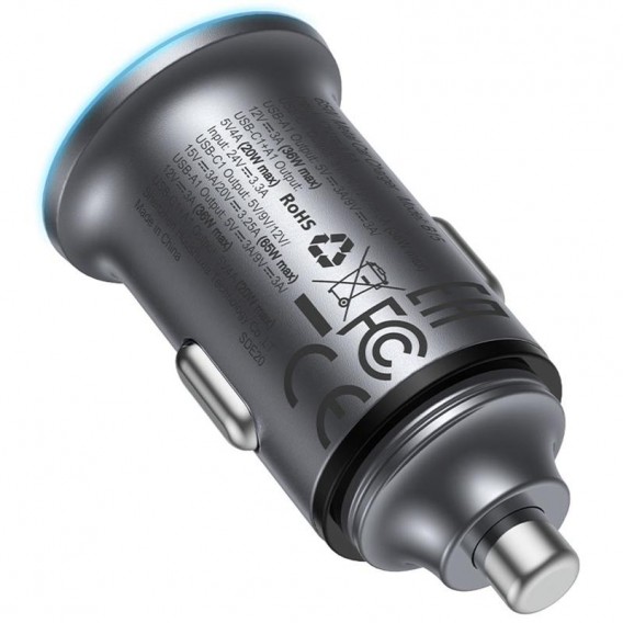 АЗП Acefast B15 PD20W+QC3.0 total 65W (1USB-A/1C) Gray - зображення 4 АЗП Acefast B15 PD20W+QC3.0 total 65W (1USB-A/1C) Gray - зображення 4