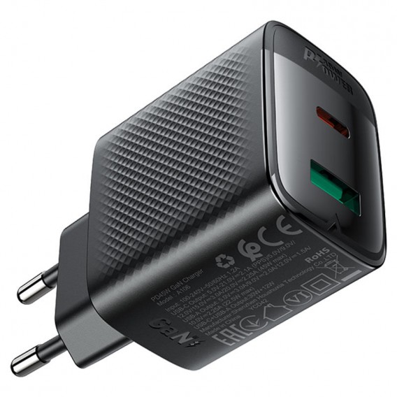 МЗП Acefast A106 GaN PD45W (1USB-A/1C) Black - зображення 2 МЗП Acefast A106 GaN PD45W (1USB-A/1C) Black - зображення 2