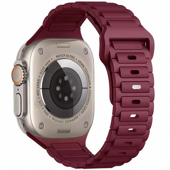 Силіконовий ремінець Defense для Apple Watch 44 / 45 / 46 / 49 мм, винний червоний