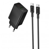 МЗП Borofone BAS76A Source PD30W+QC3.0 (1USB-A/1C) + кабель Type-C to Type-C Black МЗП Borofone BAS76A Source PD30W+QC3.0 (1USB-A/1C) + кабель Type-C to Type-C Black