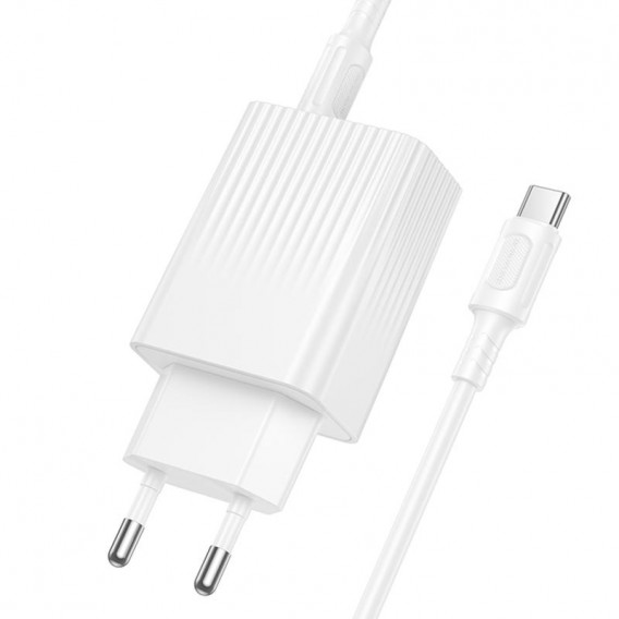 МЗП Borofone BAS76A Source PD30W+QC3.0 (1USB-A/1C) + кабель Type-C to Type-C White МЗП Borofone BAS76A Source PD30W+QC3.0 (1USB-A/1C) + кабель Type-C to Type-C White