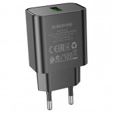 МЗП Borofone BA72A Spring QC3.0 (1USB-A) Black МЗП Borofone BA72A Spring QC3.0 (1USB-A) Black