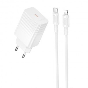 Сетевое зарядное устройство Borofone BAS75A Source 30 Вт, USB-C, с кабелем USB-C - Lightning, белый
