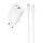 Сетевое зарядное устройство Borofone BAS76A Source 30 Вт, USB-A + USB-C, с кабелем USB-C - Lightning, Белый / White