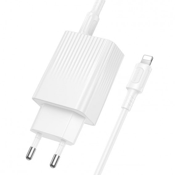 МЗП Borofone BAS76A Source PD30W+QC3.0 (1USB-A/1C) + кабель Type-C to Lightning White МЗП Borofone BAS76A Source PD30W+QC3.0 (1USB-A/1C) + кабель Type-C to Lightning White