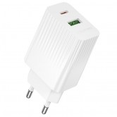Мережевий зарядний пристрій Borofone BAS76A Source 30 Вт, USB-C + USB-A, білий Мережевий зарядний пристрій Borofone BAS76A Source 30 Вт, USB-C + USB-A, білий