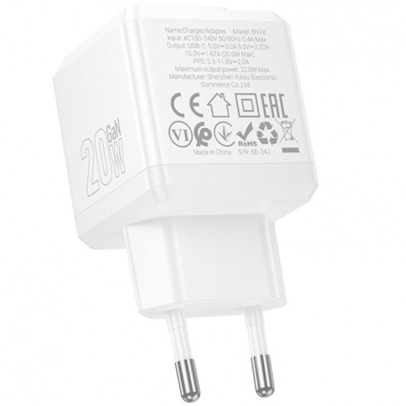 МЗП Borofone BN18 Intenso PD20W (1USB-C) White МЗП Borofone BN18 Intenso PD20W (1USB-C) White